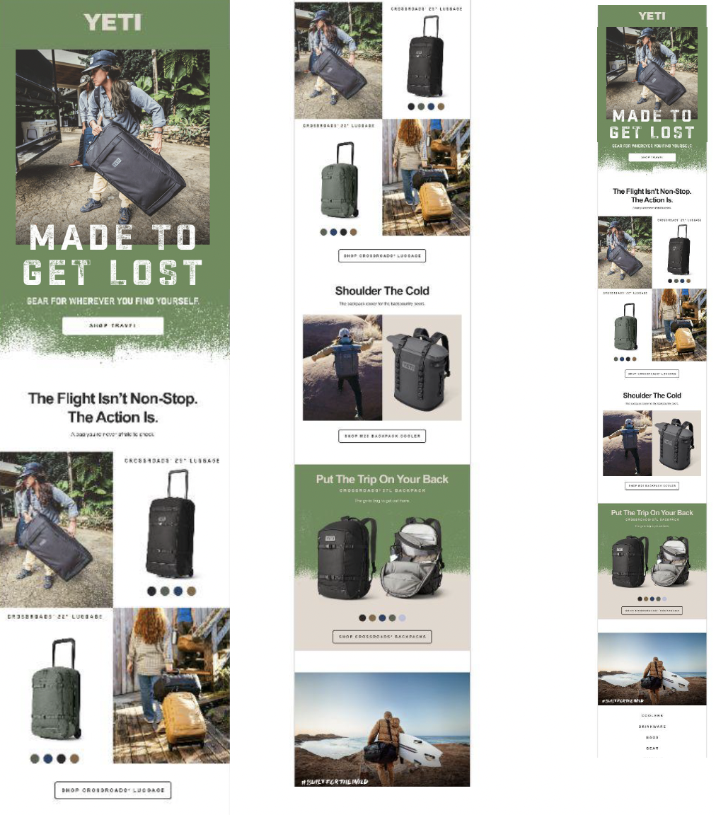 YETI Travel email campaigns
